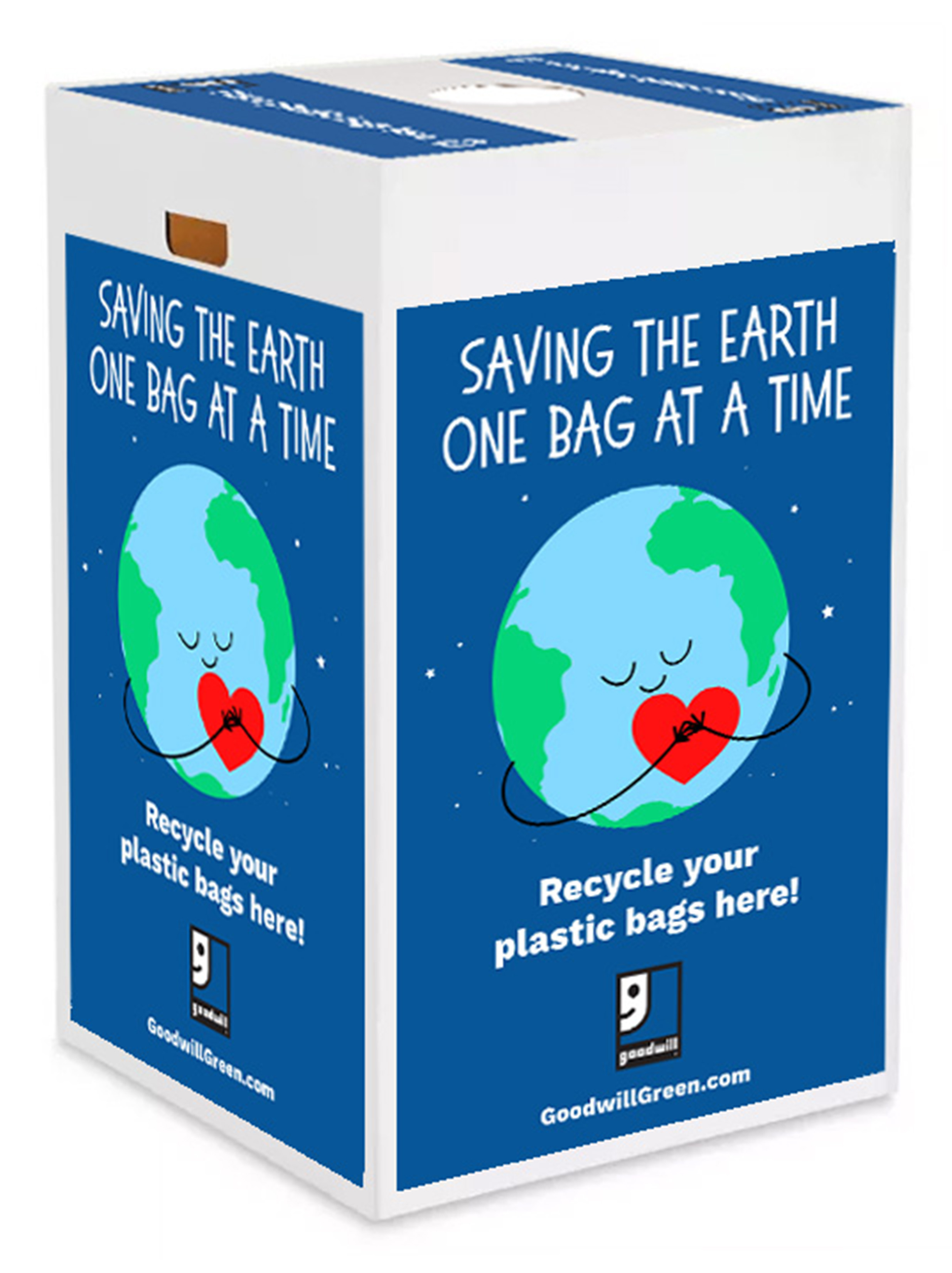 Goodwill reusable shopping bag with Saving the Earth One Bagful at a Time artwork.